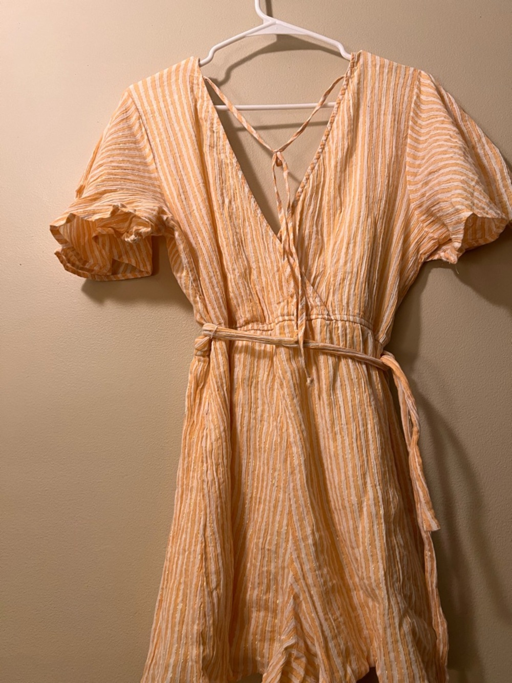 Mi Ami Striped Summer Romper with Gold Accents